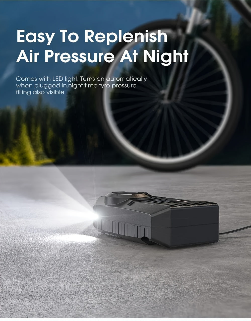Carsun Car Air Compressor Tire Inflator Portable Car Air Compressor Pump Air Pump for Auto Car Motorcycles Bicycles DC 12 Volt LED light
