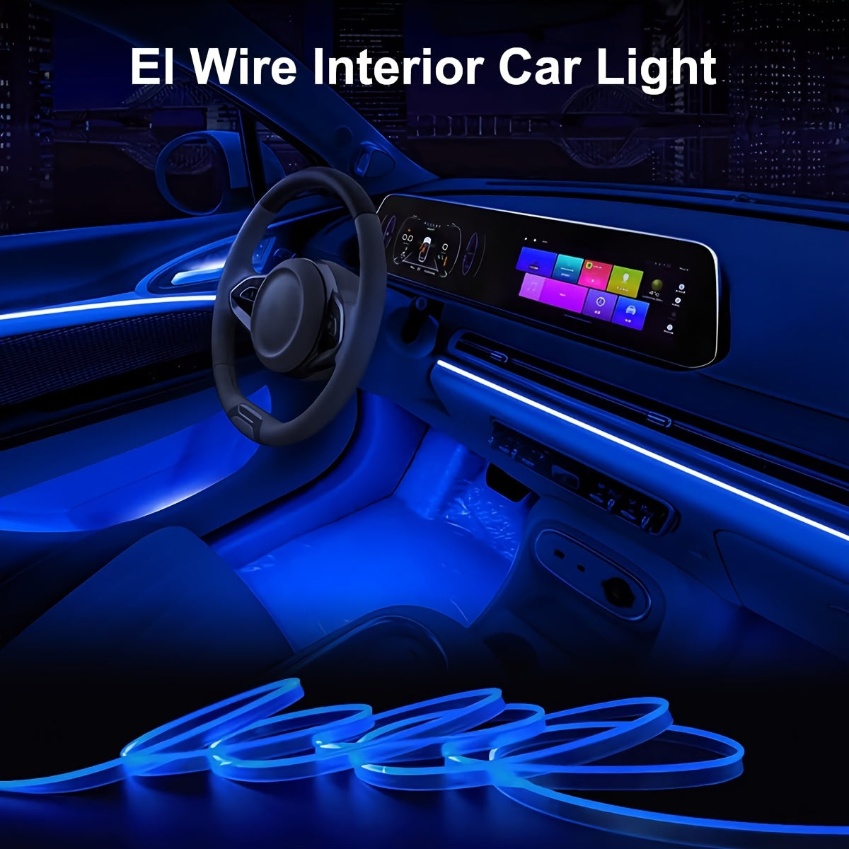 أضواء KIEND الداخلية بتقنية LED النيون بطول 5 أمتار - قم بتحويل سيارتك إلى توهج مستقبلي!
