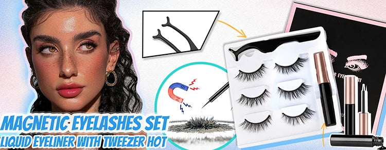 Magnetic Eyelashes 1/2 Pairs Handmade 3D Mink Lashes Reusable False Eyelashes Set Natural Long Fake Eyelash Makeup Tweezers Tool