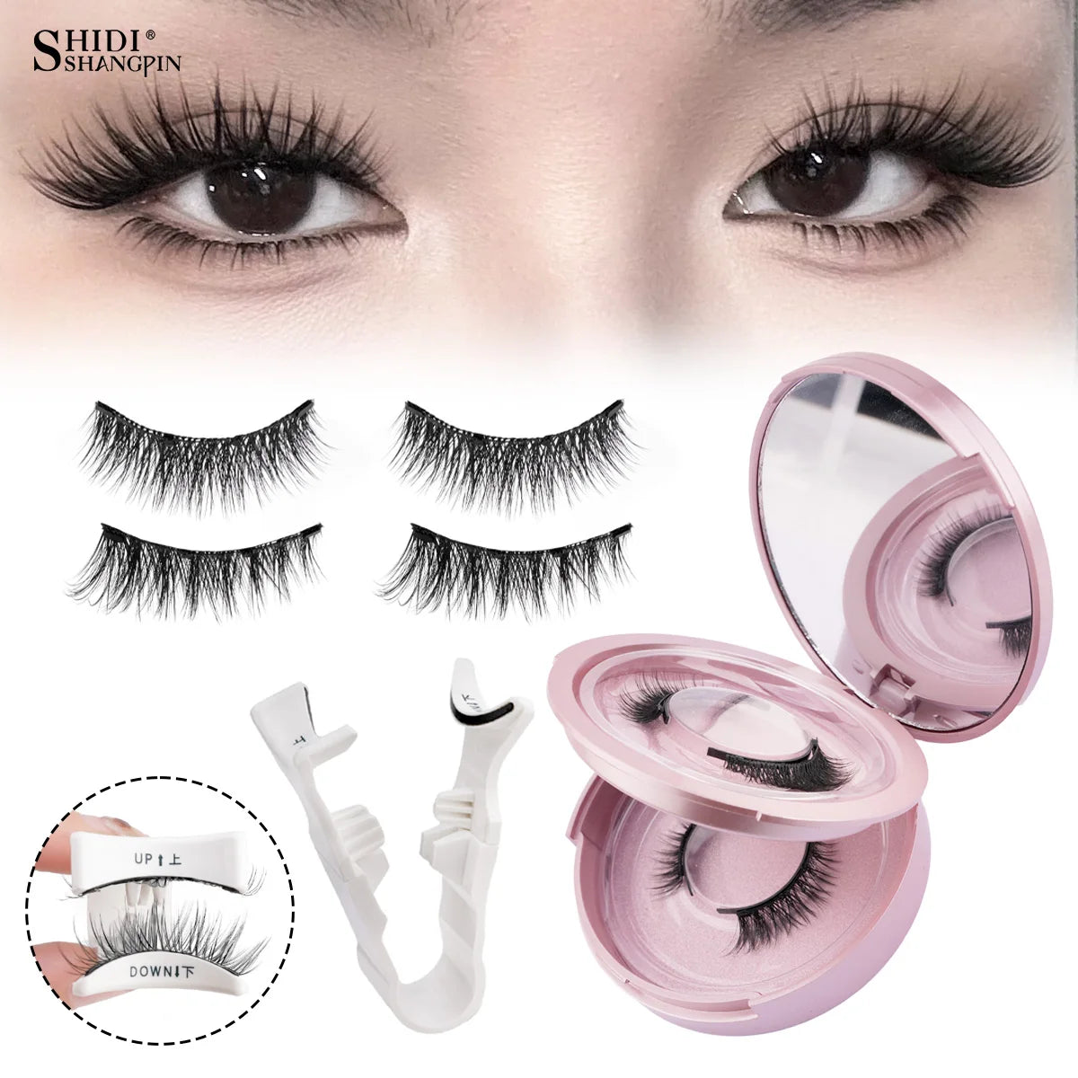 Magnetic Eyelashes 1/2 Pairs Handmade 3D Mink Lashes Reusable False Eyelashes Set Natural Long Fake Eyelash Makeup Tweezers Tool