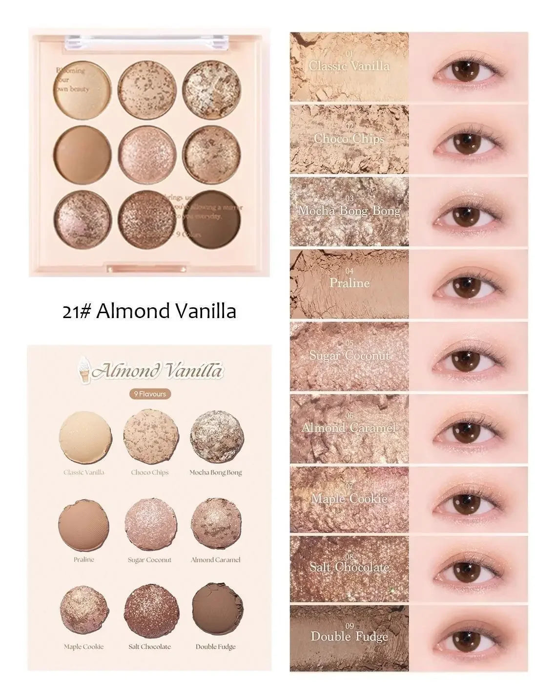 Ice Cream Eyeshadow Palette Korean Eye Makeup Palette Long Lasting Glitter Rose Blush Purple Eye Shadows Korean Women Cosmetics