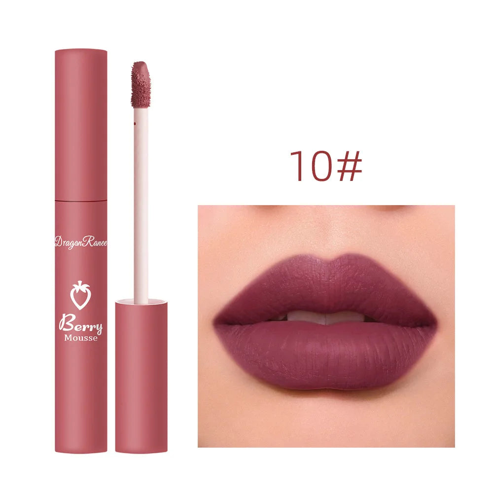 New 12 Color Matte Lip Gloss Velvet Texture Waterproof Moisturize Liquid Lipstick Lasting Non-stick Cup Fashion Cosmetics 5ml