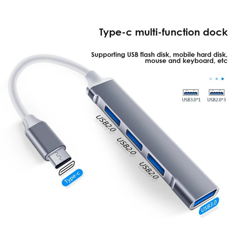 USB C HUB 3.0 – 4-Port Type-C Extender & Docking Station