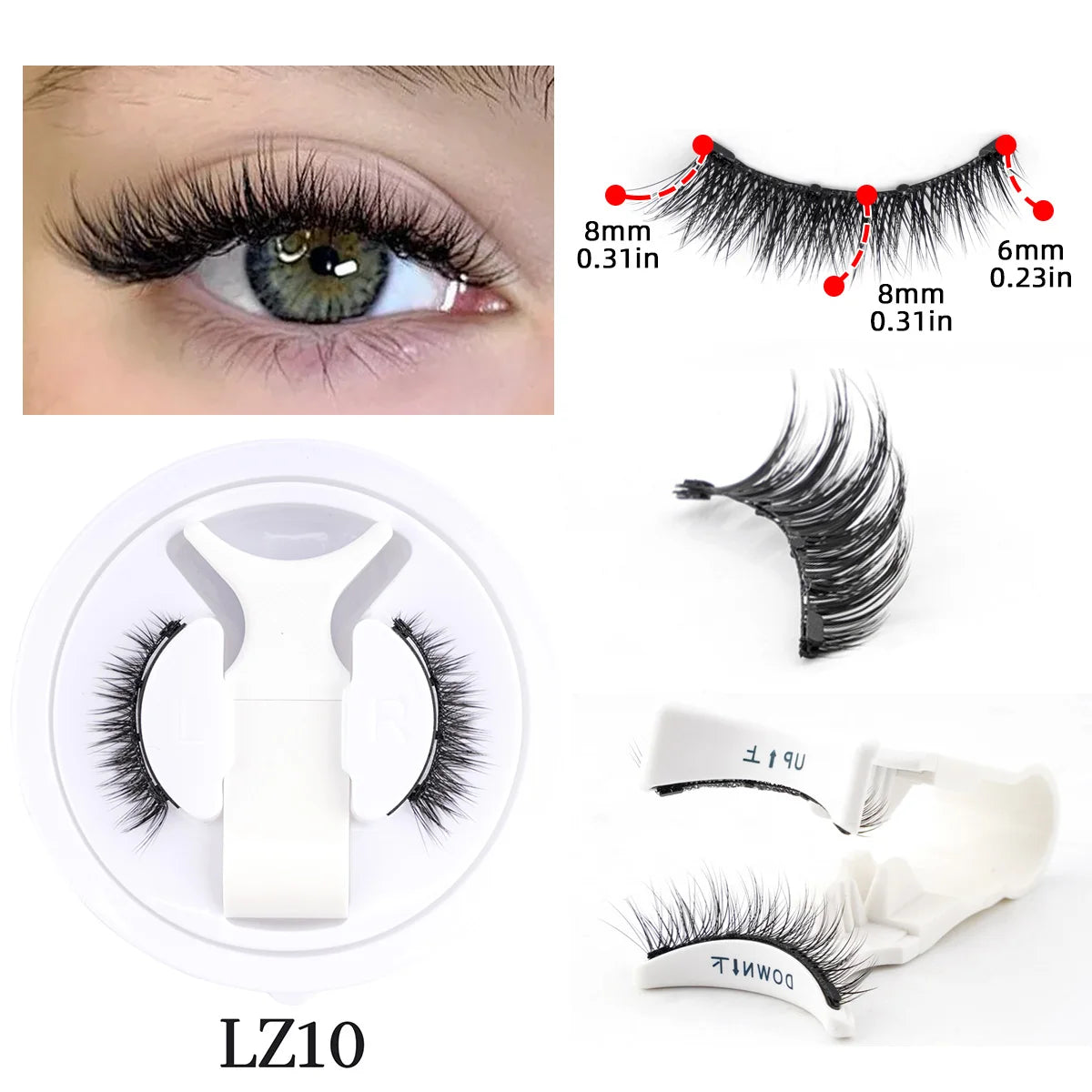 Magnetic Eyelashes 1/2 Pairs Handmade 3D Mink Lashes Reusable False Eyelashes Set Natural Long Fake Eyelash Makeup Tweezers Tool