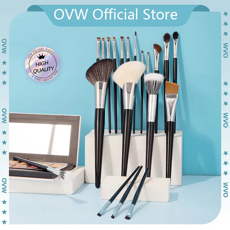 فرشاة مكياج OVW الجديدة بمقبض أسود ناعم ورقيق، فرشاة ظلال العيون، كريم الأساس، خافي العيوب، فرشاة دمج أحمر الخدود، أداة تجميل