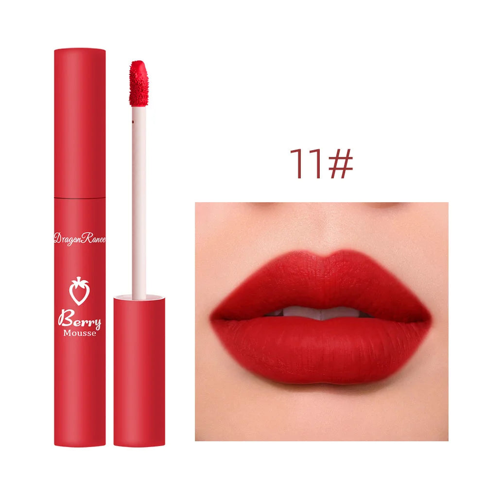 New 12 Color Matte Lip Gloss Velvet Texture Waterproof Moisturize Liquid Lipstick Lasting Non-stick Cup Fashion Cosmetics 5ml