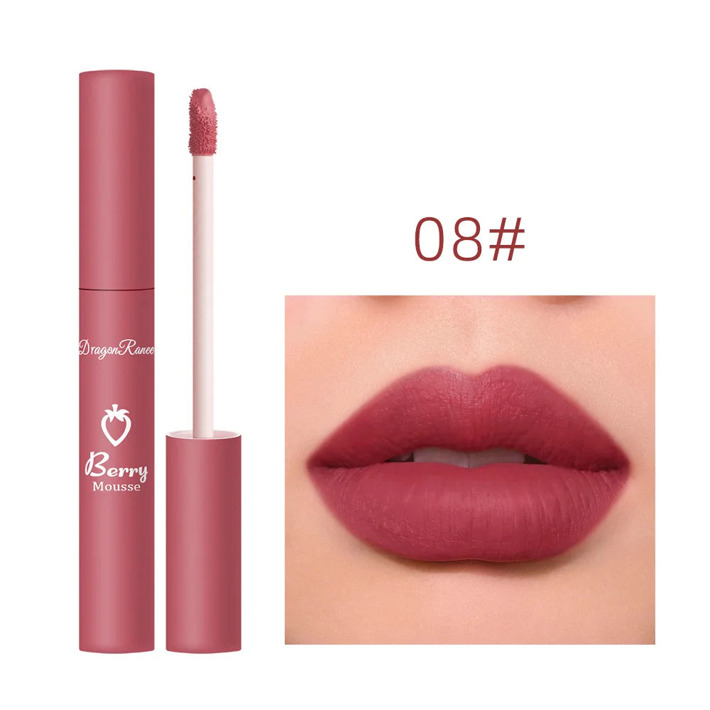 New 12 Color Matte Lip Gloss Velvet Texture Waterproof Moisturize Liquid Lipstick Lasting Non-stick Cup Fashion Cosmetics 5ml