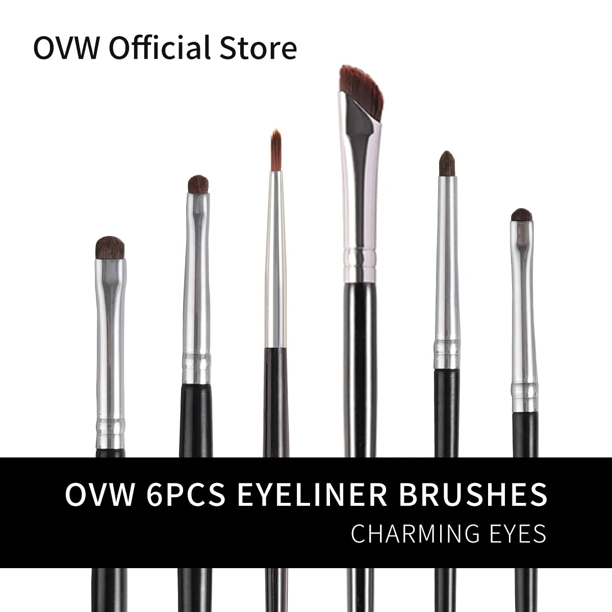 OVW Eyeliner Brush Set 6PCS Dry and Wet Eyeliner Cream/Powder Eyeshadow Smudging Makeup Tool