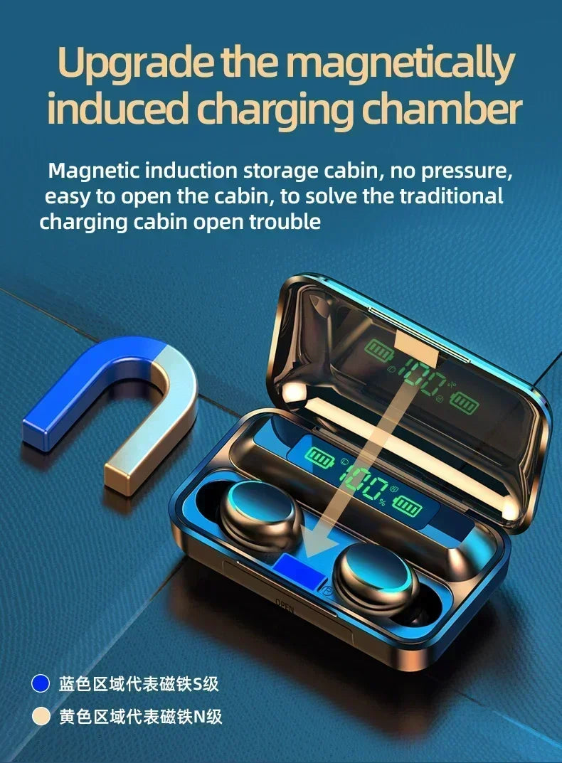 New F9 Bluetooth Headphones β 9D Stereo, High Bass Sport Earphones with Touch Control and Waterproof Design