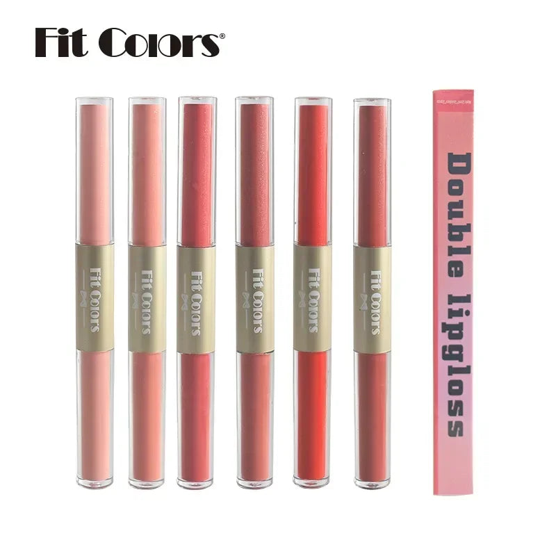 أحمر شفاه سائل جديد 2 في 1 من Fit Colors، غير لامع، مخملي، مقاوم للماء، لامع، ملمع شفاه، لامع، يدوم طويلاً، غير لاصق، كوب مستحضرات تجميل