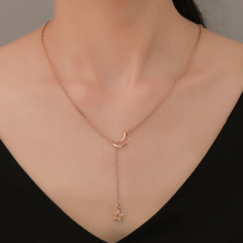 New Simple Moon Star Pendant Choker Necklace โ Trendy Party Jewelry