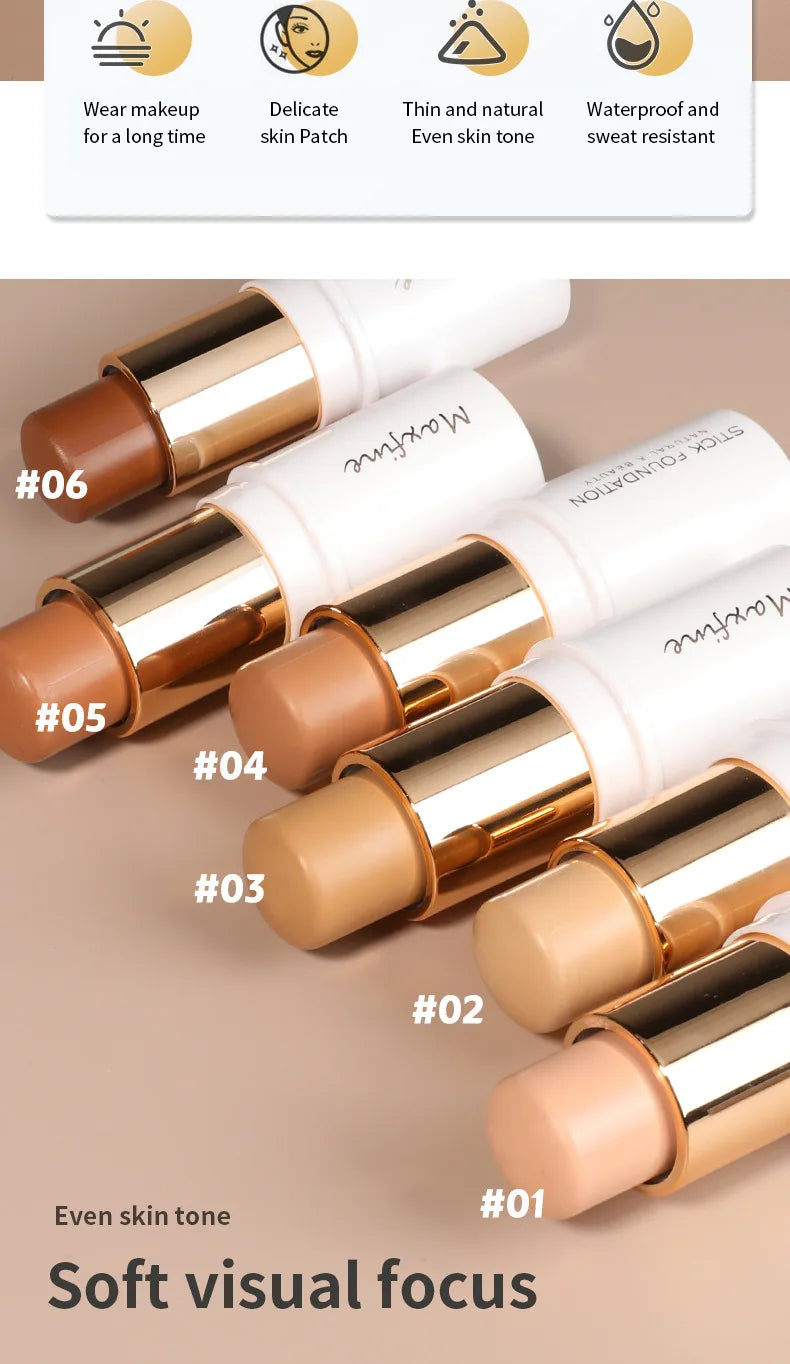 New 6 Color Foundation Stick Natural Lasting Waterproof Fashion Multi-functional Concealer Foundation Make-up for All Skin Types