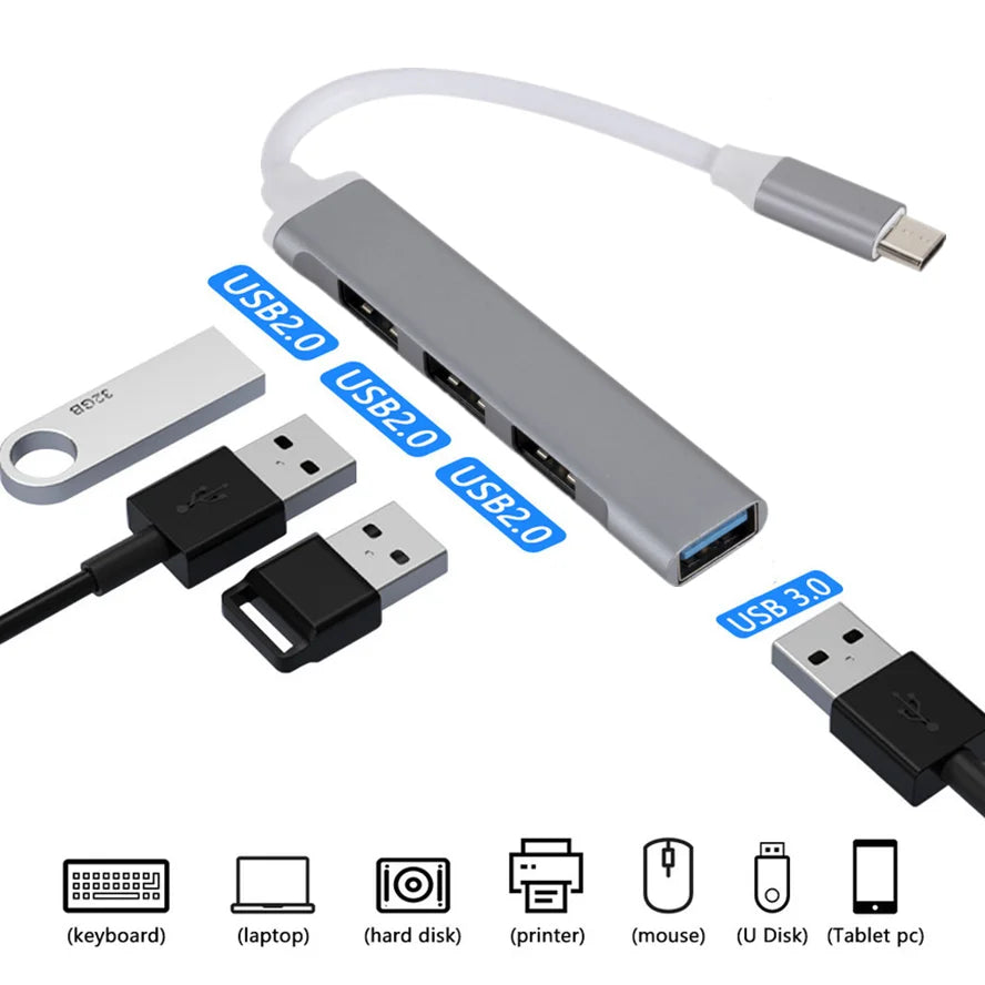 USB C HUB 3.0 – 4-Port Type-C Extender & Docking Station