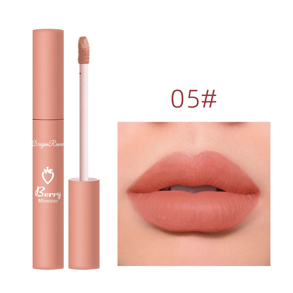 New 12 Color Matte Lip Gloss Velvet Texture Waterproof Moisturize Liquid Lipstick Lasting Non-stick Cup Fashion Cosmetics 5ml