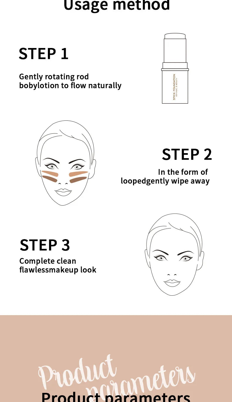 New 6 Color Foundation Stick Natural Lasting Waterproof Fashion Multi-functional Concealer Foundation Make-up for All Skin Types