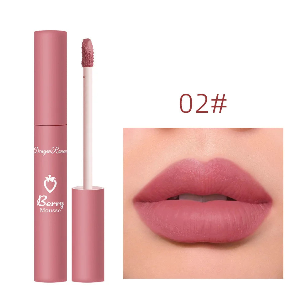 New 12 Color Matte Lip Gloss Velvet Texture Waterproof Moisturize Liquid Lipstick Lasting Non-stick Cup Fashion Cosmetics 5ml