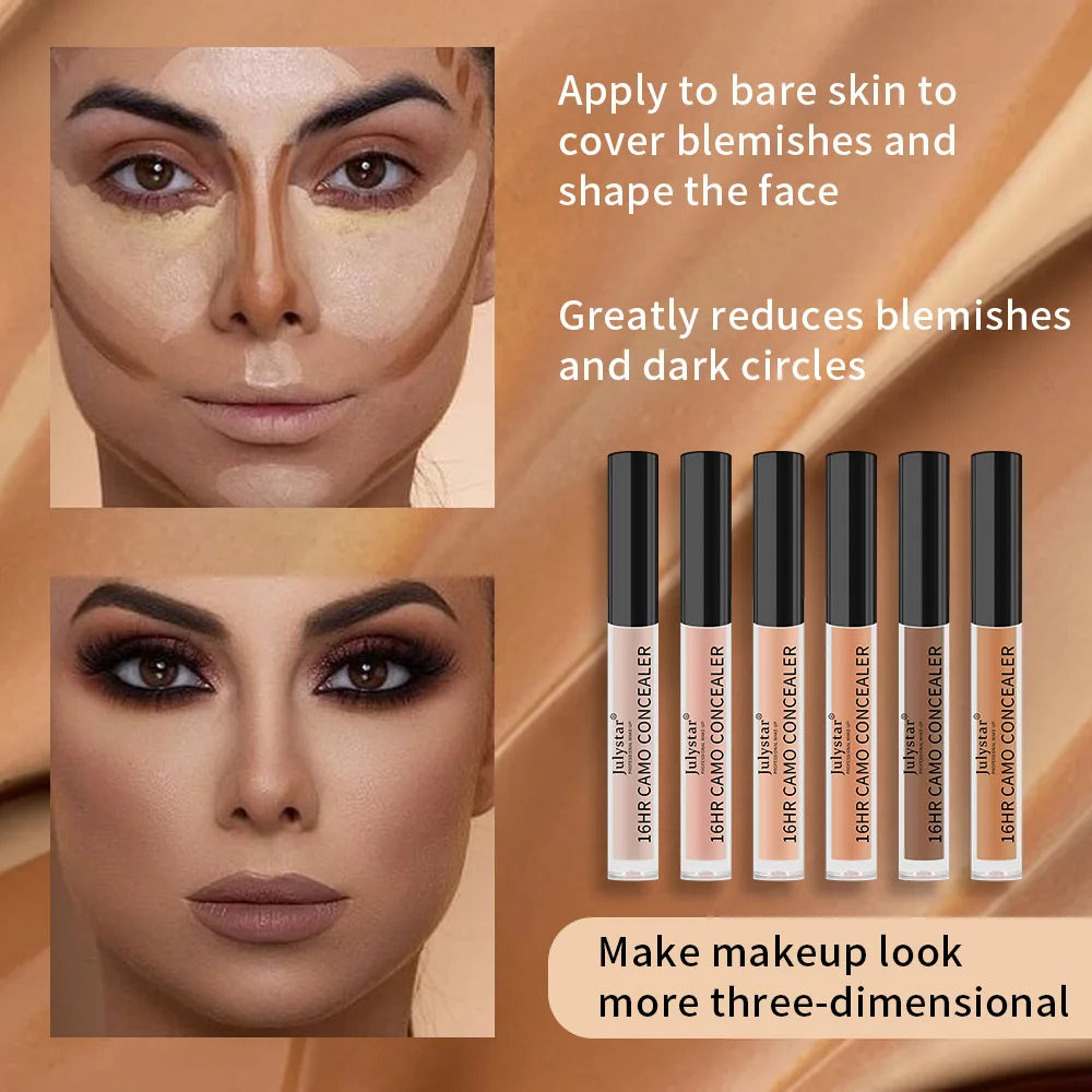 Julystar 6 Color Concealer Waterproof Portable Concealer Speckle Tattoo Cover Up Skin Liquid Foundation 16 Hr Lasting Cosmetics