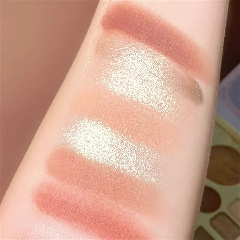 Emboss Style 10 Colors Eyeshadow Palette Glitter Highlighter Face Contour Blush Palette Matte Eyeshadow Women Beautiful Makeup