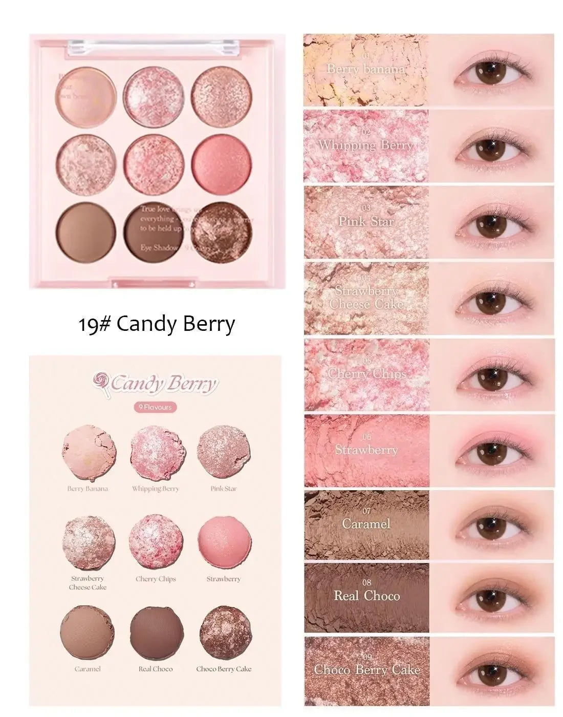 Ice Cream Eyeshadow Palette Korean Eye Makeup Palette Long Lasting Glitter Rose Blush Purple Eye Shadows Korean Women Cosmetics