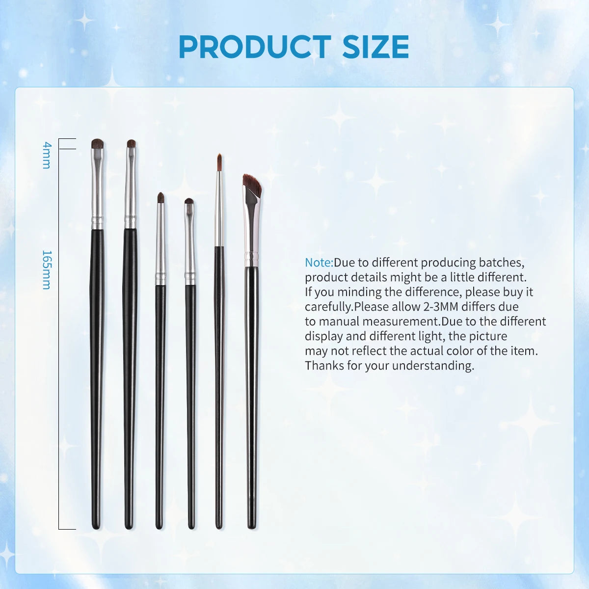 OVW Eyeliner Brush Set 6PCS Dry and Wet Eyeliner Cream/Powder Eyeshadow Smudging Makeup Tool