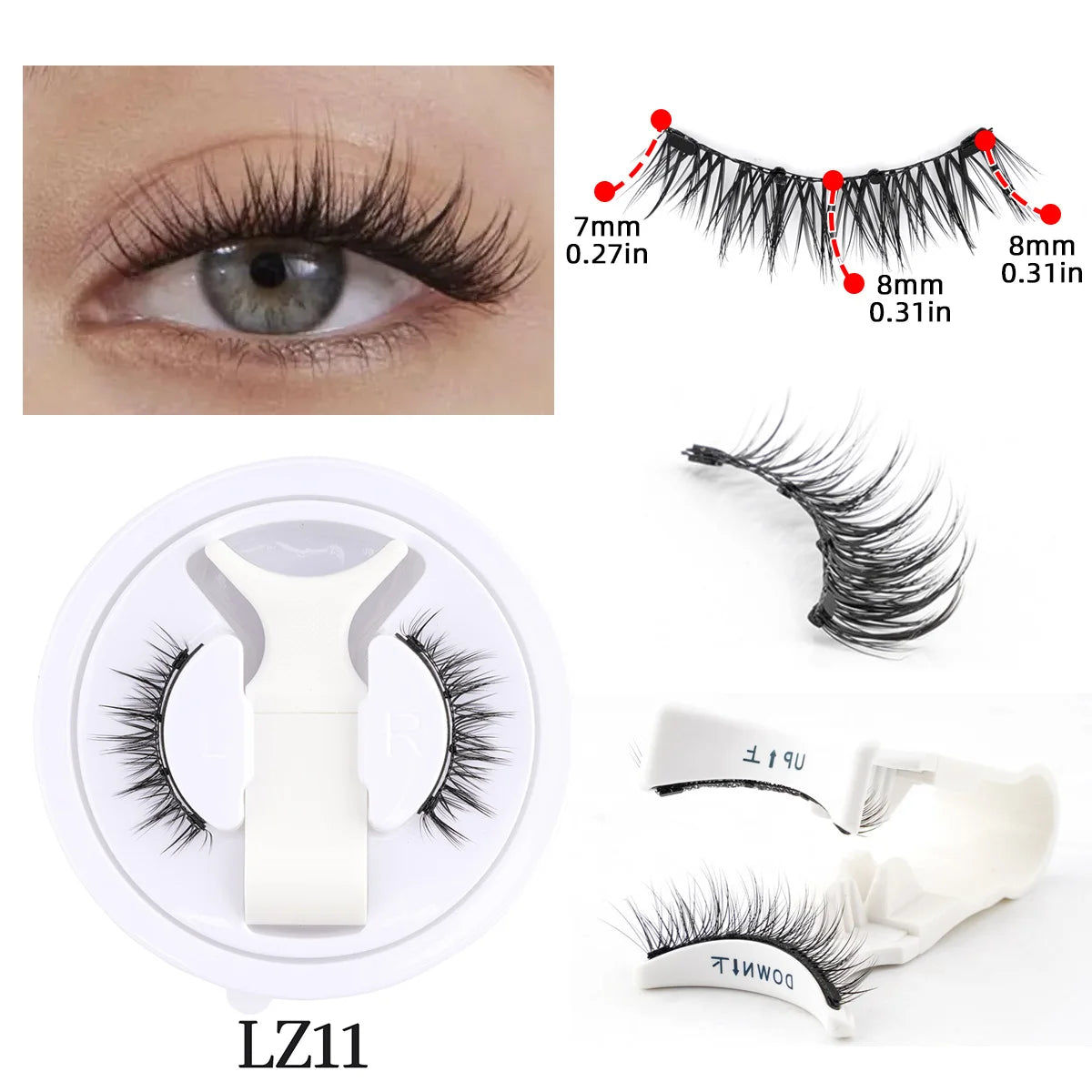 Magnetic Eyelashes 1/2 Pairs Handmade 3D Mink Lashes Reusable False Eyelashes Set Natural Long Fake Eyelash Makeup Tweezers Tool