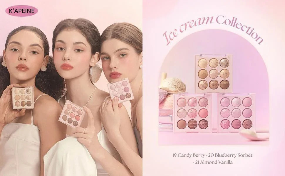 Ice Cream Eyeshadow Palette Korean Eye Makeup Palette Long Lasting Glitter Rose Blush Purple Eye Shadows Korean Women Cosmetics