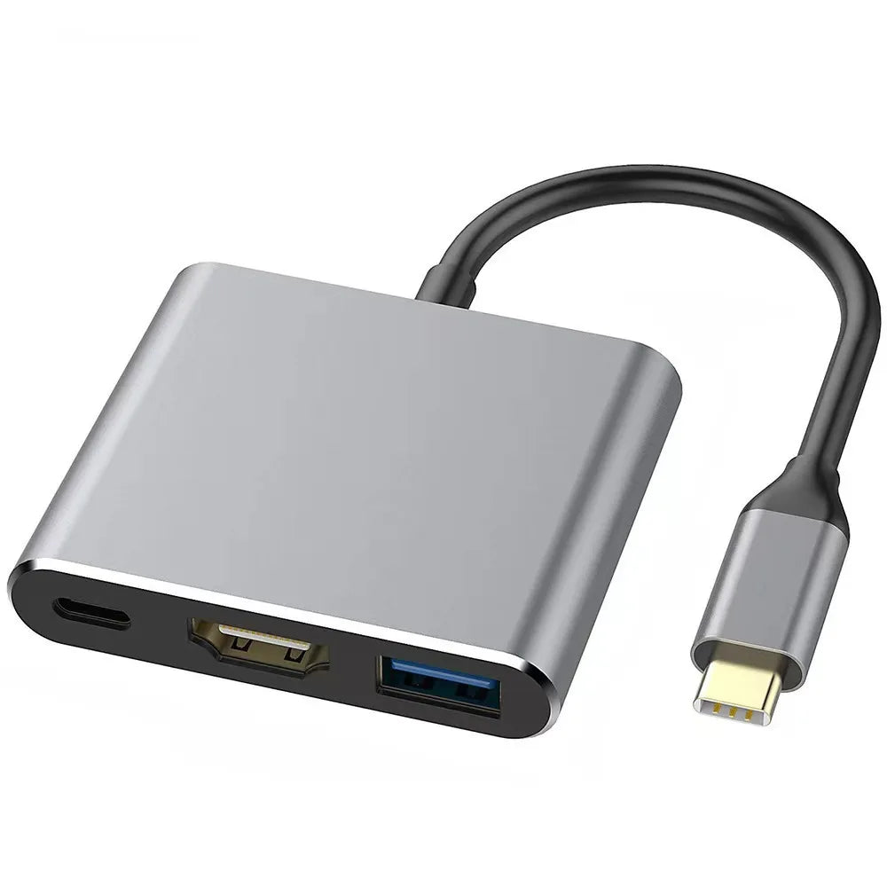 محول USB Type-C إلى HDMI 3 في 1 - HDMI بدقة 4K، وUSB 3.0، وشحن سريع PD
