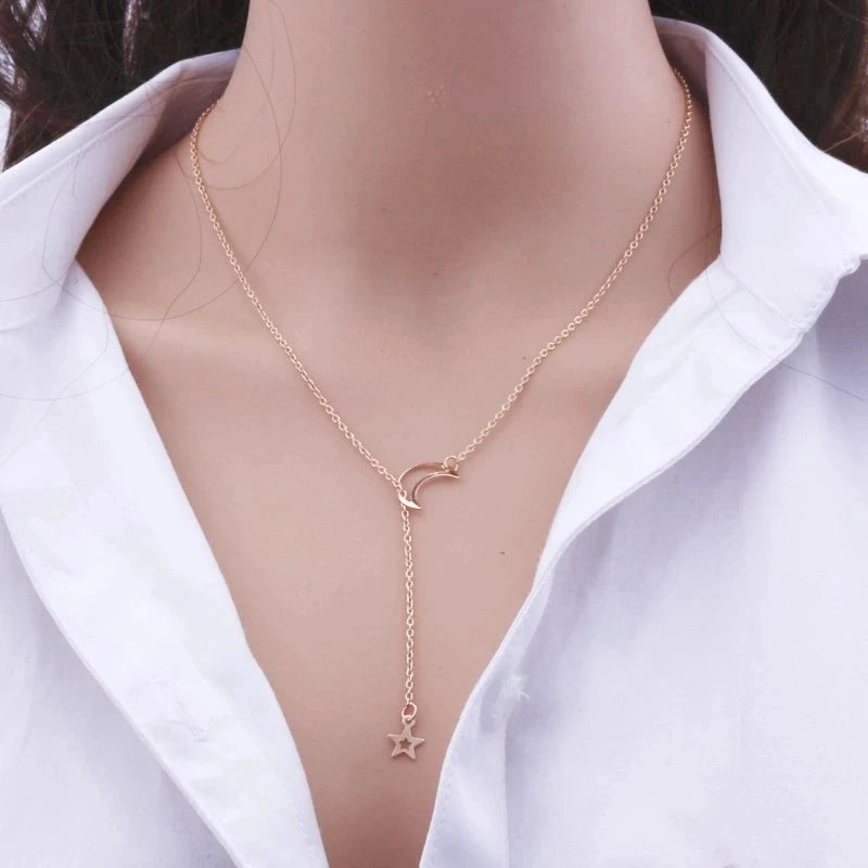 New Simple Moon Star Pendant Choker Necklace โ Trendy Party Jewelry