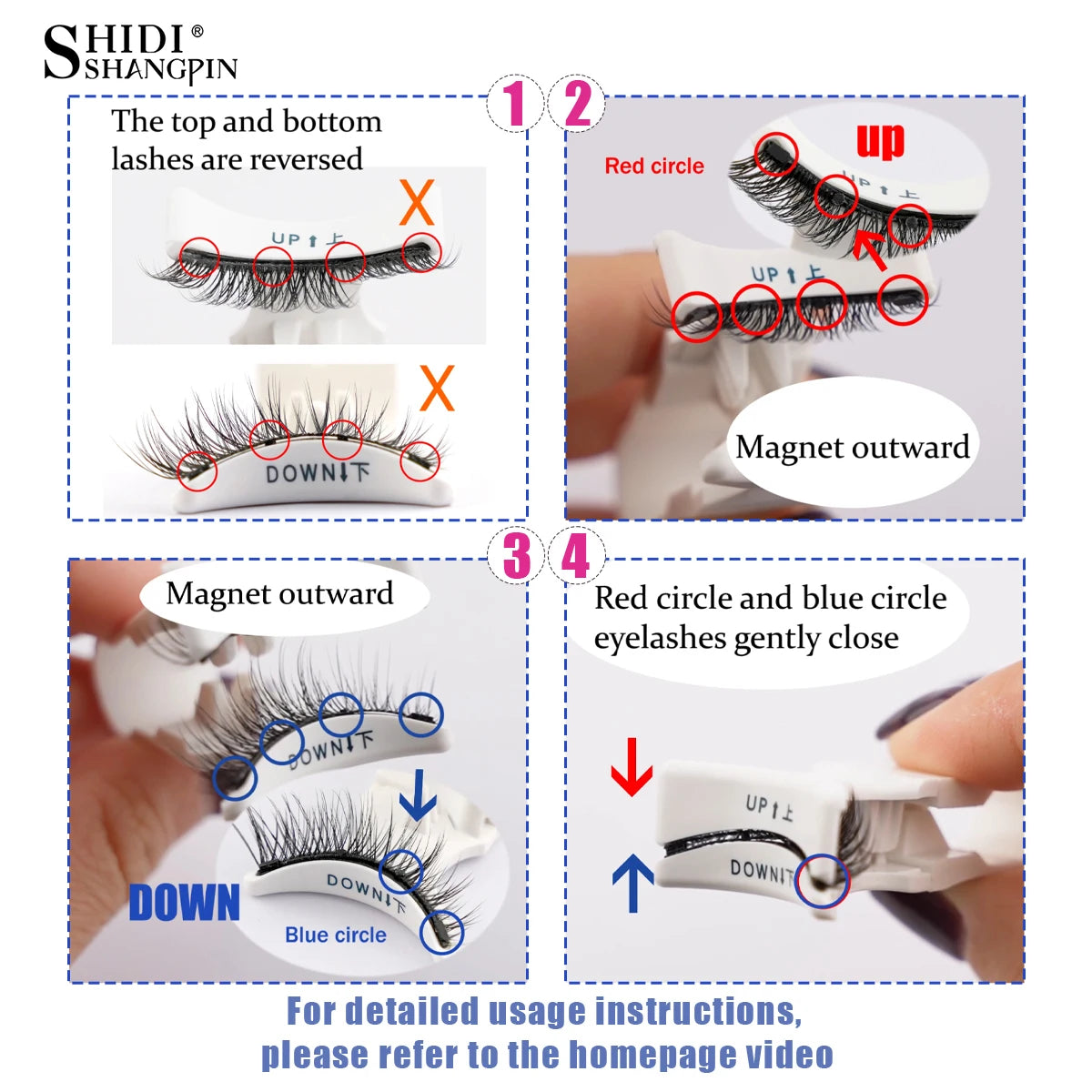 Magnetic Eyelashes 1/2 Pairs Handmade 3D Mink Lashes Reusable False Eyelashes Set Natural Long Fake Eyelash Makeup Tweezers Tool
