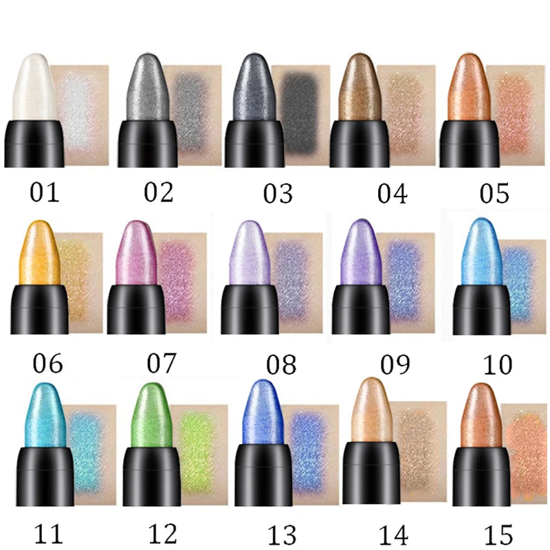 Pearlescent silkworm eyeshadow pen lasting waterproof and not blooming Shiny pearlescent gel pen 16 color eye shadow pen