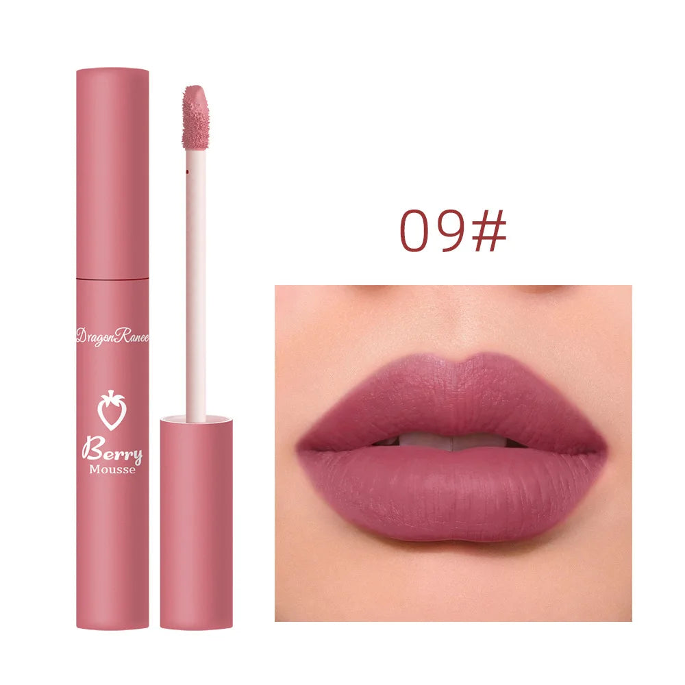 New 12 Color Matte Lip Gloss Velvet Texture Waterproof Moisturize Liquid Lipstick Lasting Non-stick Cup Fashion Cosmetics 5ml