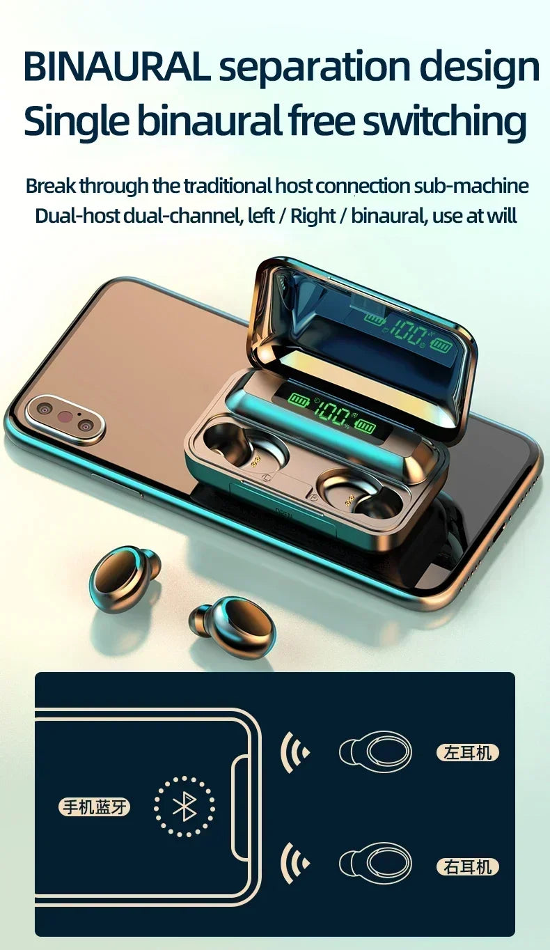 New F9 Bluetooth Headphones β 9D Stereo, High Bass Sport Earphones with Touch Control and Waterproof Design