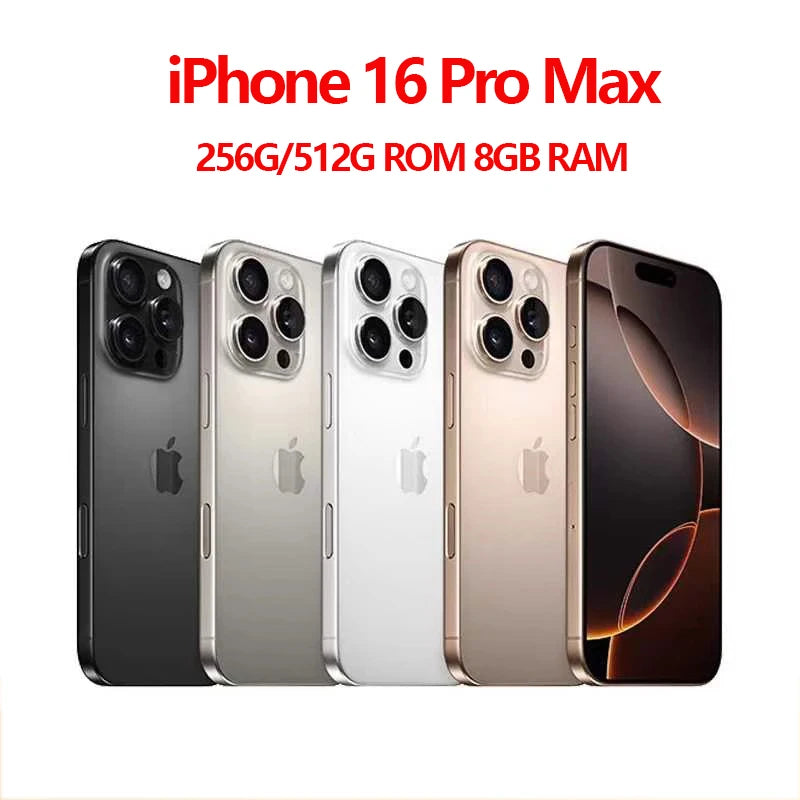 Original 6.9" iPhone 16 Pro Max LTPO Super Retina XDR OLED Face ID NFC A18Pro 256/512GB 8GB 98% New 5G Dual SIM Card Cell Phone