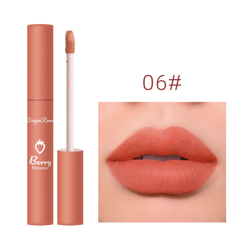 New 12 Color Matte Lip Gloss Velvet Texture Waterproof Moisturize Liquid Lipstick Lasting Non-stick Cup Fashion Cosmetics 5ml
