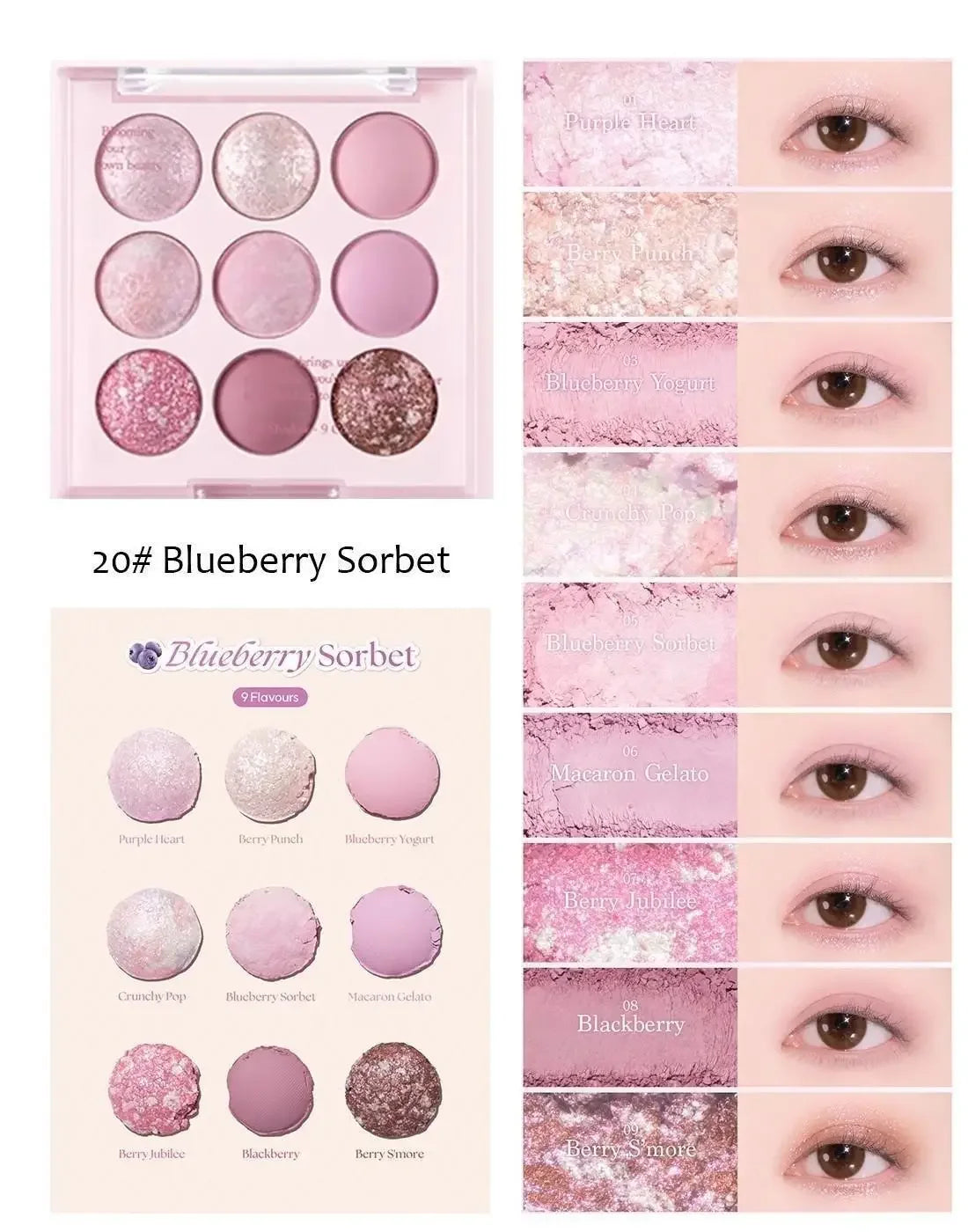 Ice Cream Eyeshadow Palette Korean Eye Makeup Palette Long Lasting Glitter Rose Blush Purple Eye Shadows Korean Women Cosmetics