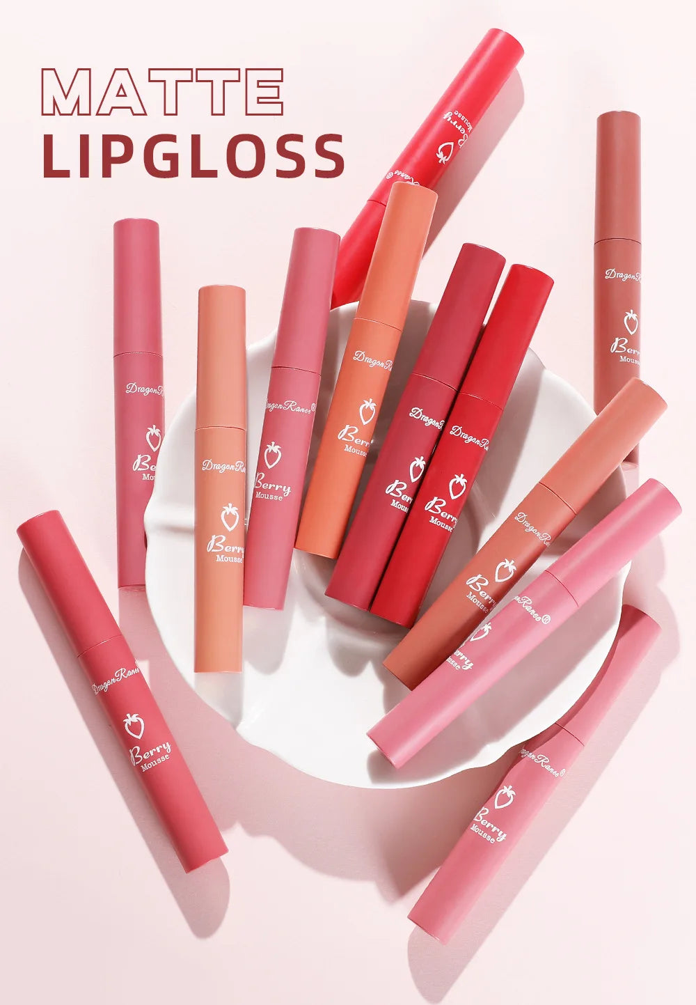 New 12 Color Matte Lip Gloss Velvet Texture Waterproof Moisturize Liquid Lipstick Lasting Non-stick Cup Fashion Cosmetics 5ml