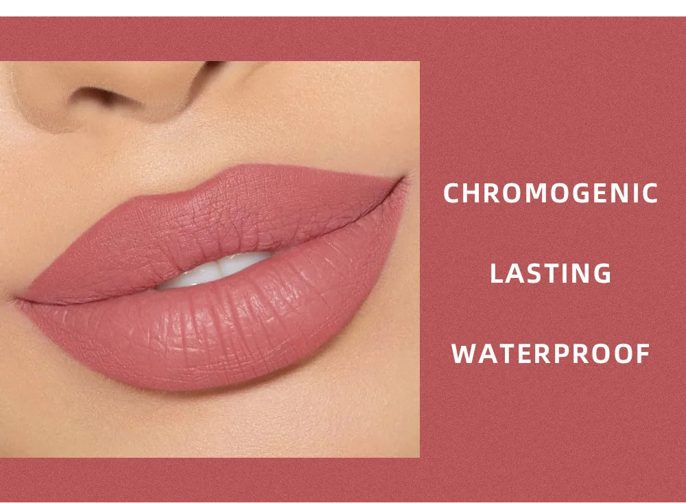 New 12 Color Matte Lip Gloss Velvet Texture Waterproof Moisturize Liquid Lipstick Lasting Non-stick Cup Fashion Cosmetics 5ml