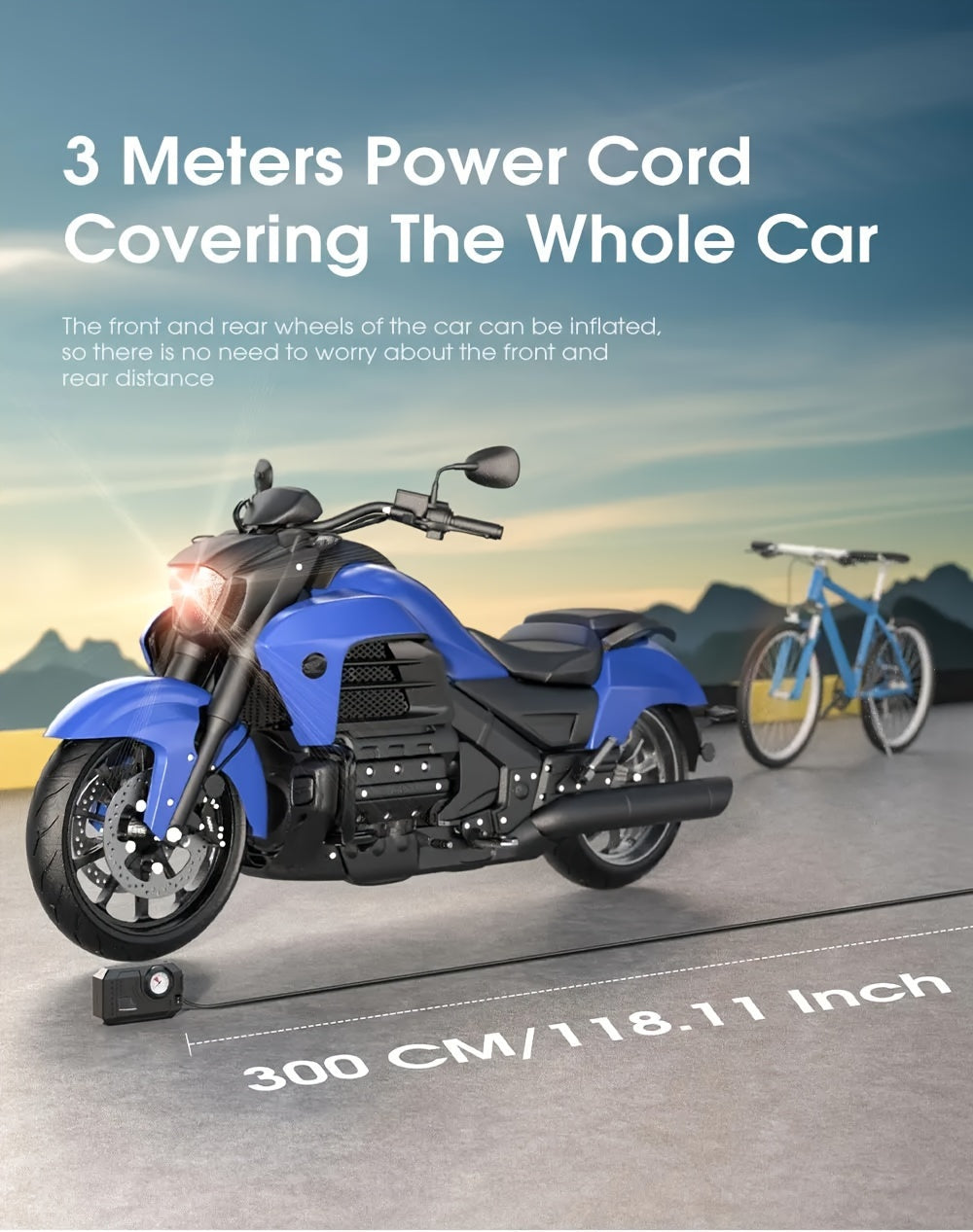 Carsun Car Air Compressor Tire Inflator Portable Car Air Compressor Pump Air Pump for Auto Car Motorcycles Bicycles DC 12 Volt LED light