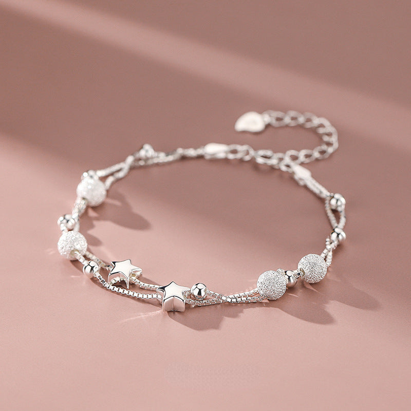 925 Sterling Silver Beautiful Stars Bracelet – Korean Fashion Designer Jewelry