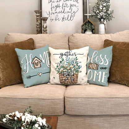 Sweet Home Pattern Cushion Cover – Soft & Stylish Decorative Pillowcase
