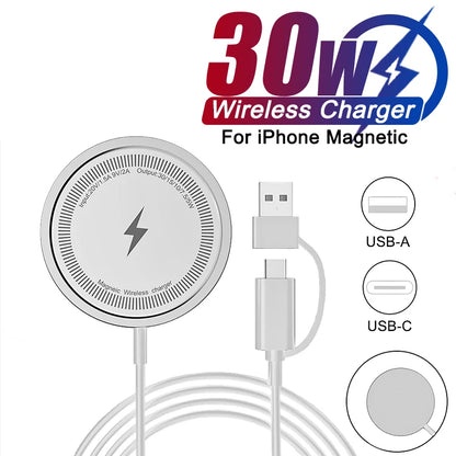 شاحن لاسلكي مغناطيسي سريع PD بقوة 35 وات لجهاز iPhone
