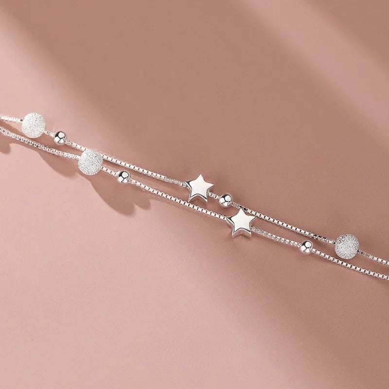 925 Sterling Silver Beautiful Stars Bracelet – Korean Fashion Designer Jewelry