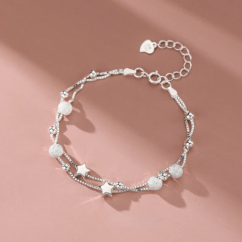 925 Sterling Silver Beautiful Stars Bracelet – Korean Fashion Designer Jewelry