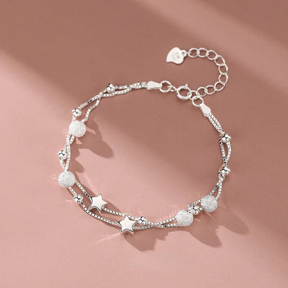 925 Sterling Silver Beautiful Stars Bracelet – Korean Fashion Designer Jewelry