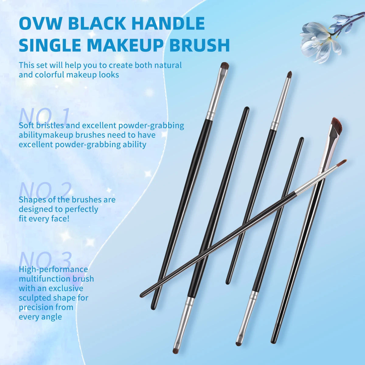 مجموعة فرش كحل العيون OVW، 6 قطع، كحل عيون جاف ورطب، كريم/بودرة، ظلال عيون، أداة مكياج للتلطخ