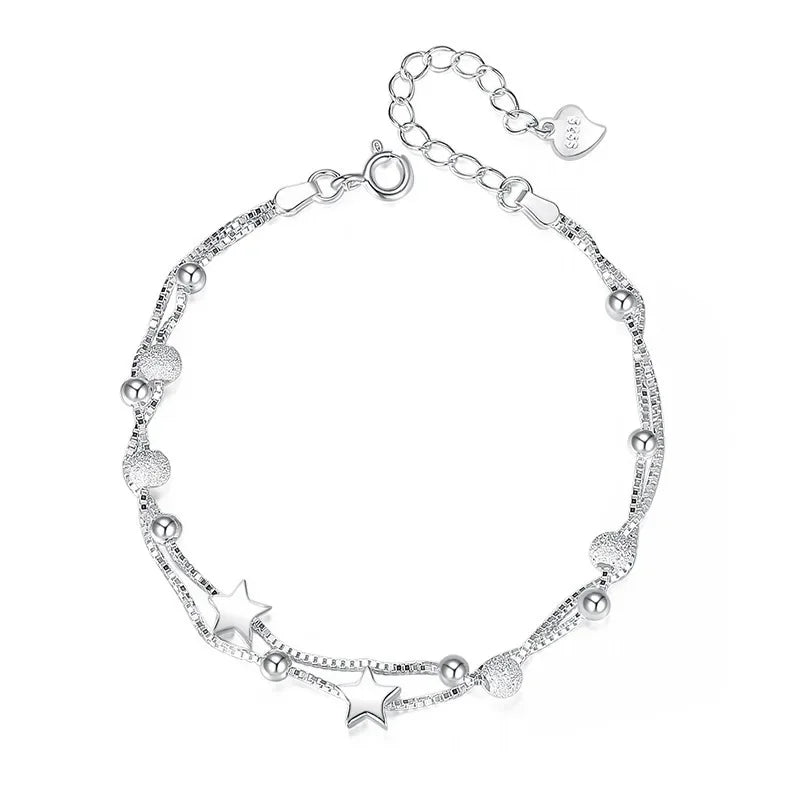 925 Sterling Silver Beautiful Stars Bracelet – Korean Fashion Designer Jewelry