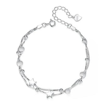 925 Sterling Silver Beautiful Stars Bracelet – Korean Fashion Designer Jewelry
