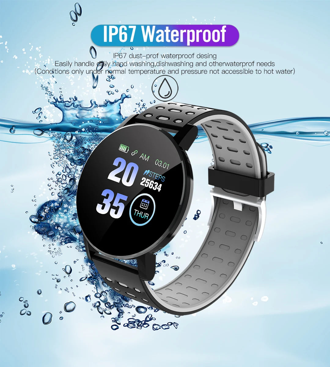 OPUYYM 119S Smartwatch – Bluetooth Fitness Tracker for Men and Women