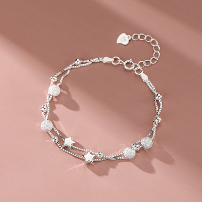 925 Sterling Silver Beautiful Stars Bracelet – Korean Fashion Designer Jewelry