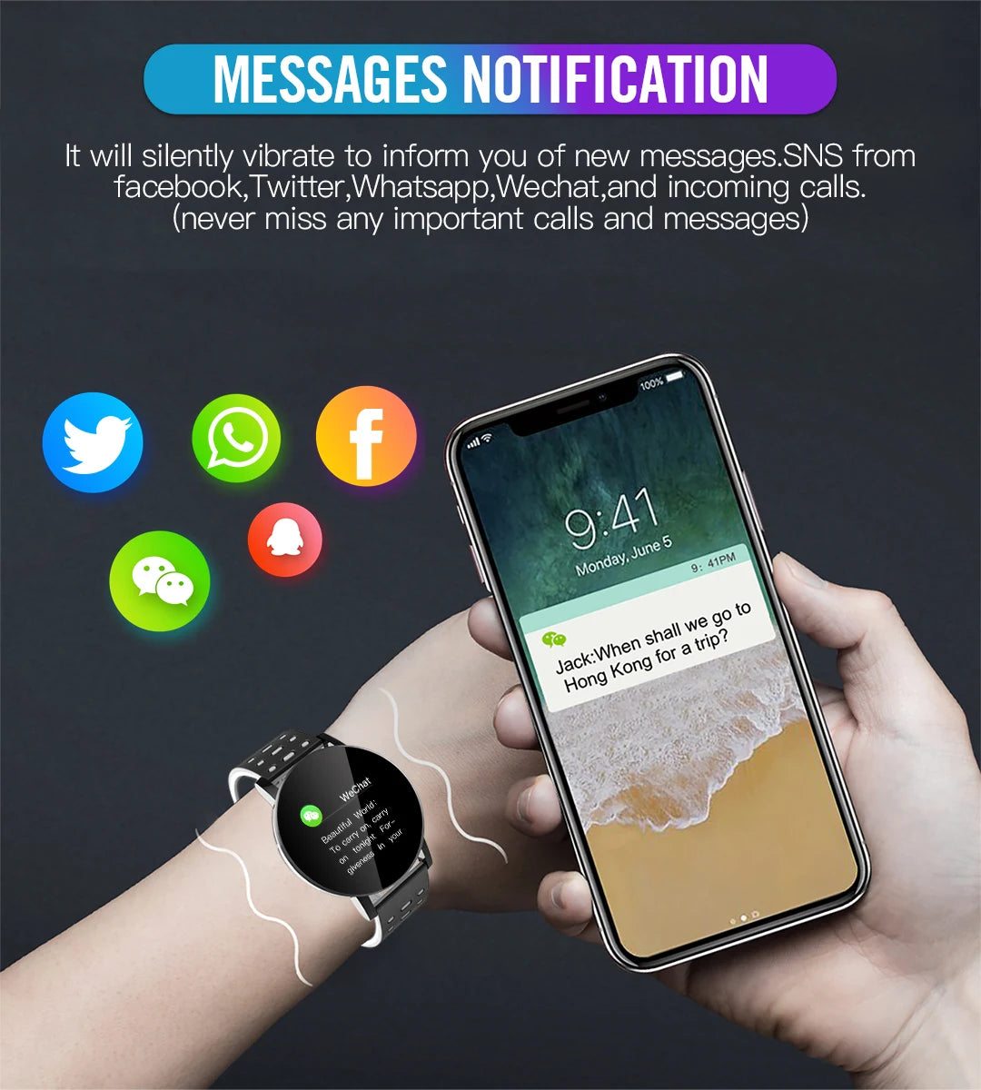 OPUYYM 119S Smartwatch – Bluetooth Fitness Tracker for Men and Women